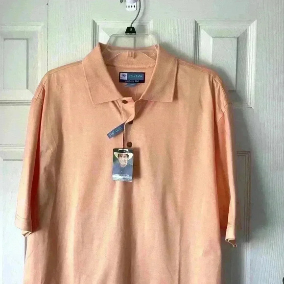 Jos. A Bank Leadbetter Gold NWT peach polo short Shirt SIZE Large - Picture 4 of 10